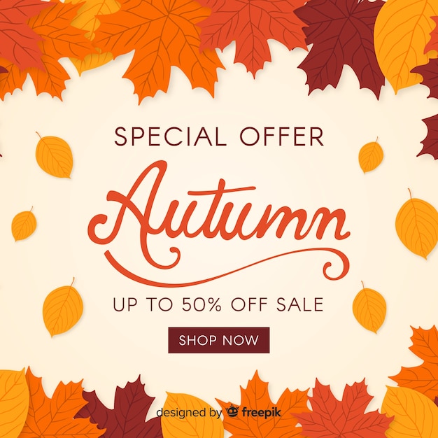 Free Vector | Autumn sale background flat design