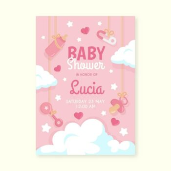 Free Vector | Baby shower pink invitation template