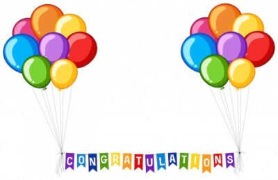 Free Vector | Background design with balloons and word congratulations