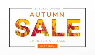 Free Vector | Banner for autumn sale banner with frame from leaves.