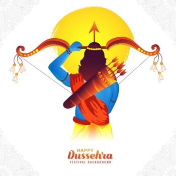Free Vector | Beautiful bow and arrow of rama in happy dussehra card holiday background