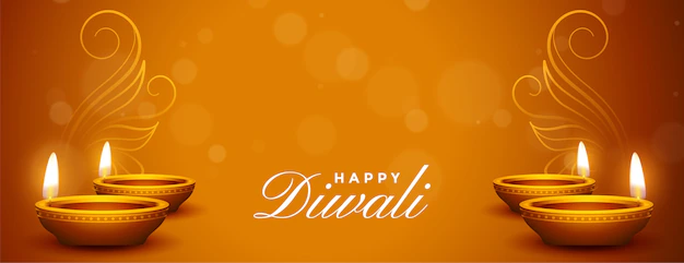 Free Vector | Beautiful happy diwali wishes banner with realistic diya