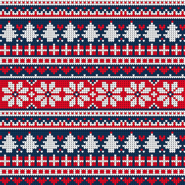 Free Vector | Beautiful knitted christmas pattern