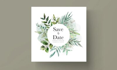 Free Vector | Beautiful leaves wedding invitation card template