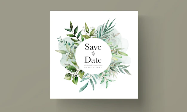 Free Vector | Beautiful leaves wedding invitation card template