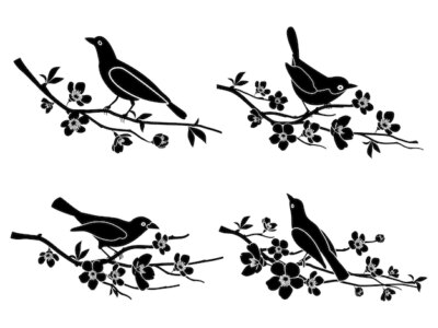 Free Vector | Birds on branches. nature and animal, silhouette and flower and wildlife vector illustration
