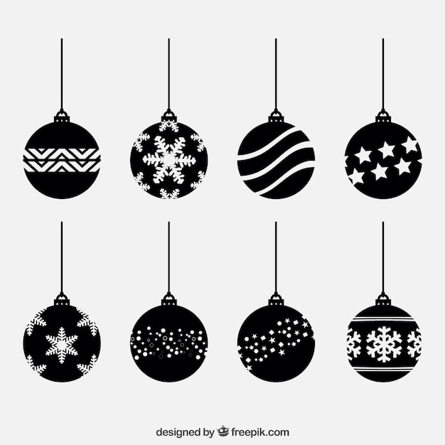 Free Vector | Black christmas balls set