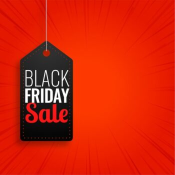 Free Vector | Black friday sale hanging tag on red background