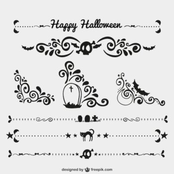 Free Vector | Black halloween ornaments and page dividers