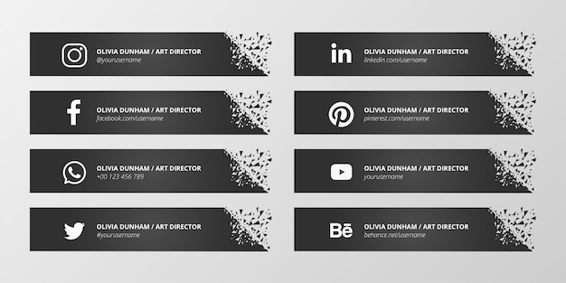 Free Vector | Black social media lower third collection