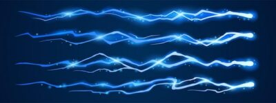 Free Vector | Blue lightnings thunderbolt strikes at night