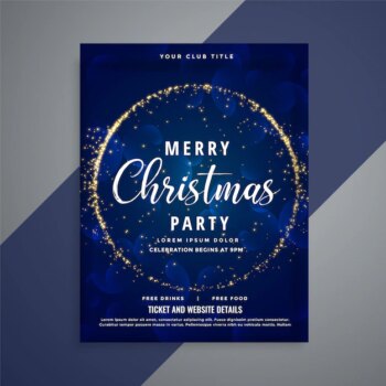 Free Vector | Blue merry christmas sparkles party flyer template