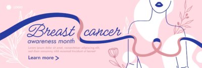 Free Vector | Breast cancer awareness month hand drawn flat horizontal banner