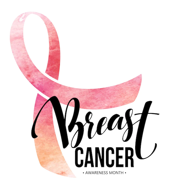 Free Vector | Breast cancer card. awareness month ribbon. watercolor texture. modern brush calligraphy. isolated on white background. vector illustration eps10