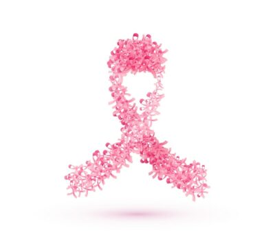Free Vector | Breast cancer ribbon. big pink bow consist on little tapes isolated