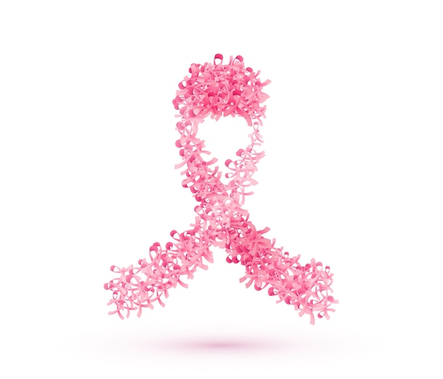 Free Vector | Breast cancer ribbon. big pink bow consist on little tapes isolated