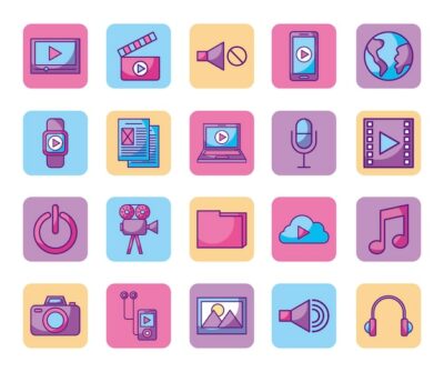 Free Vector | Bundle of media player icons
