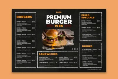 Free Vector | Burgers restaurant menu template