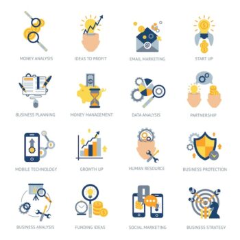 Free Vector | Business analysis icons set