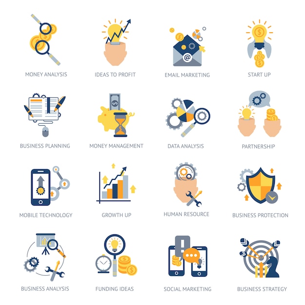 Free Vector | Business analysis icons set