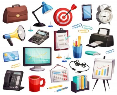 Free Vector | Business office accessories symbols collection