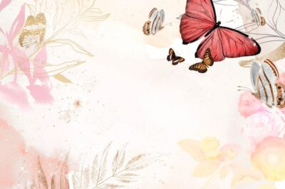 Free Vector | Butterfly background aesthetic border with flowers vector, remixed from vintage public domain images