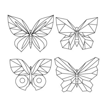 Free Vector | Butterfly outline with linear flat details collection