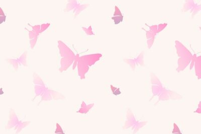 Free Vector | Butterfly pattern background, feminine pink aesthetic vector
