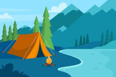 Free Vector | Camping area landscape concept