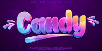Free Vector | Candy colorful text effect editable rainbow and sugar font style