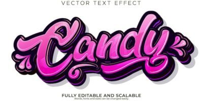 Free Vector | Candy sugar text effect editable modern lettering typography font style