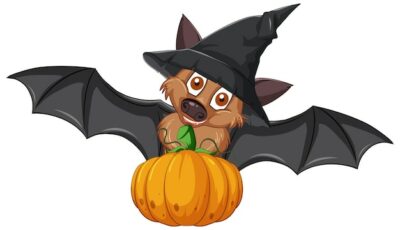 Free Vector | Cartoon bat wearing wizard hat in halloween theme