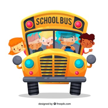 Free Vector | Cartoon school bus and children with flat design