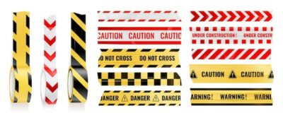 Free Vector | Caution tape and do not cross tape set