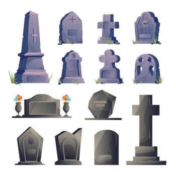 Free Vector | Cemetery gravestone icon set
