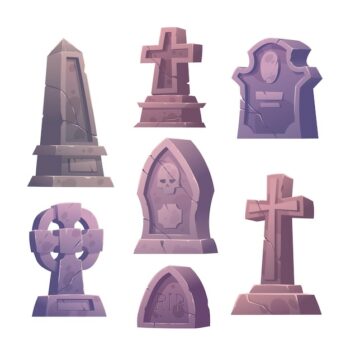 Free Vector | Cemetery tombstones set