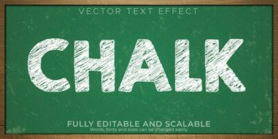 Free Vector | Chalk blackboard text effect, editable white and grunge text style