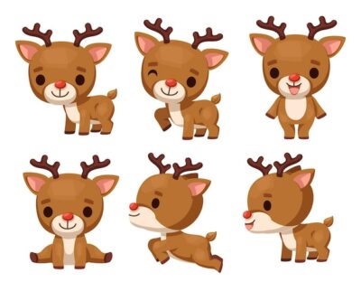 Free Vector | Character deer with a variety of poses and moods