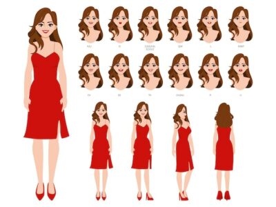 Free Vector | Character for animation with a set of faces and poses