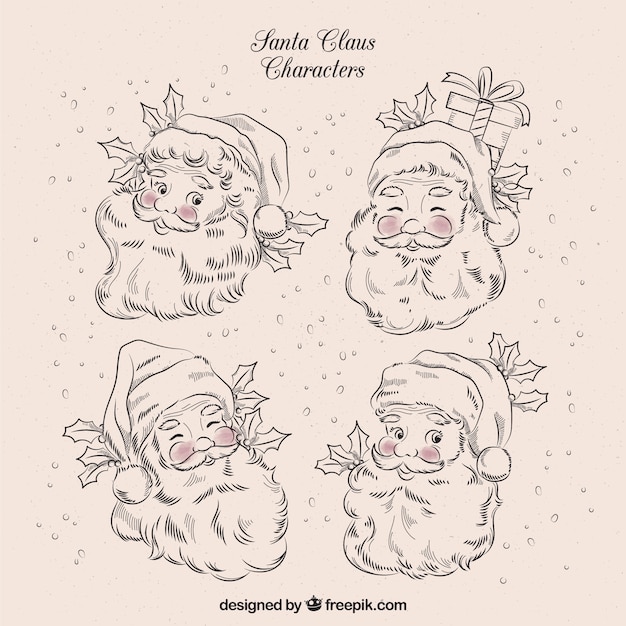 Free Vector | Characters sketches of santa claus