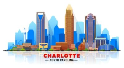 Free Vector | Charlotte  north carolina  skyline with silhouette at white background vector illustration business travel and tourism concept with modern buildings