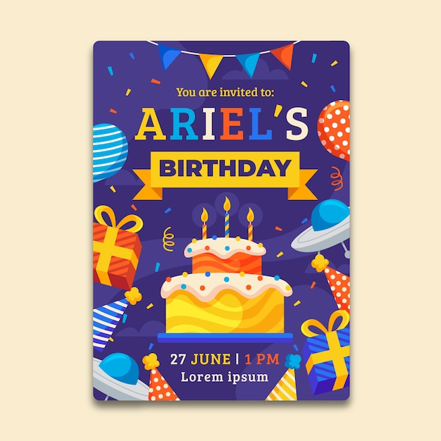 Free Vector | Children's birthday invitation template