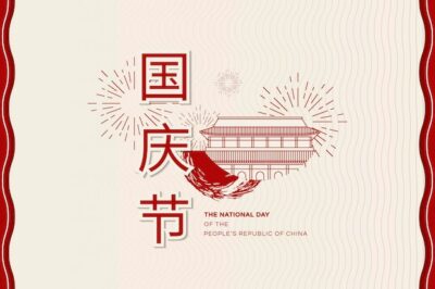 Free Vector | Chinese prc national holiday design card with tiananmen square