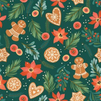 Free Vector | Christmas and happy new year seamless pattern with gingerbread.