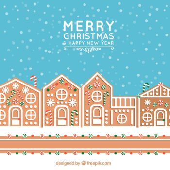 Free Vector | Christmas background with a gingerbread house