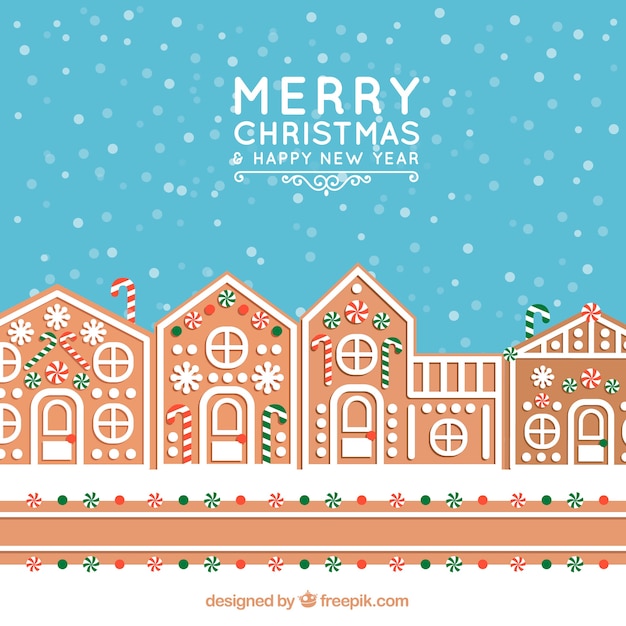 Free Vector | Christmas background with a gingerbread house