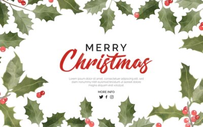 Free Vector | Christmas background with floral watercolor