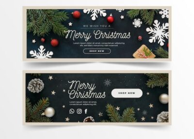 Free Vector | Christmas banners with greeting