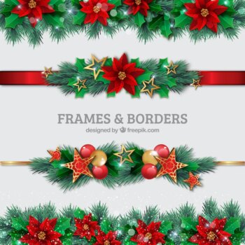 Free Vector | Christmas borders set