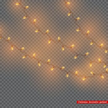 Free Vector | Christmas decorative garland, glowing lights for holiday design. transparent background. vector illustration.
